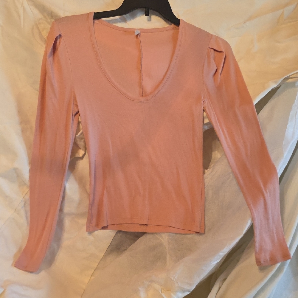 Free People Peach Long Sleeve Top
